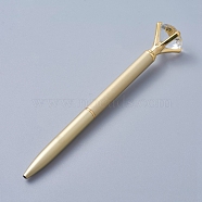 Big Diamond Pen, Rhinestones Crystal Metal Ballpoint Pens, Turn Retractable Black Ink Ballpoint Pen, Stylish Office Supplies, Pale Goldenrod, 14x0.85cm(AJEW-K026-03F)