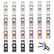 32Pcs 4 Colors Alloy Spring Cord Locks, 2-Hole, Mixed Color, 25x8.5mm, Hole: 5mm, 8pcs/color(FIND-AR0002-06)