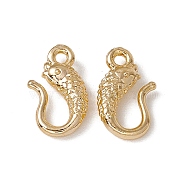 Brass S-Hook Clasps, for Bracelet Making, Fish, Real 18K Gold Plated, 11x6x2.5mm, Hole: 1.2mm(KK-A171-28G)