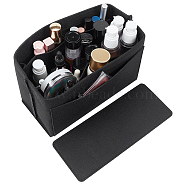 Wool Felt Purse Organizer Insert, Toiletry Bag in Bag Accessories, with Rectangle Bottom Shaper, Black, 26x12x14.5cm(FIND-WH0128-79B)