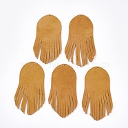 Eco-Friendly Sheepskin Leather Tassel Big Pendants, Orange, 60x27x1mm, Hole: 1.2mm(FIND-S301-14E)