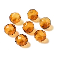 Transparent Glass Beads, Faceted, Round, Chocolate, 16x15.5x17mm, Hole: 1.6mm(GLAA-A041-01B-01)