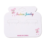 Paper Jewelry Display Cards for Hair Clip, Rectangle with Girl Pattern, White, 7.6x9.1x0.03cm, Hole: 17.5x10mm(CDIS-F005-08)