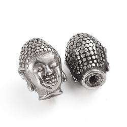Buddhist 316 Surgical Stainless Steel Beads, Buddha Head, Antique Silver, 13.5x10x9.5mm, Hole: 1.8mm(STAS-G222-02AS)