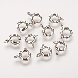 Brass Spring Ring Clasps, Great for Jewelry Making, Platinum, 9mm, Hole: 1.5mm(KK-H418-N)