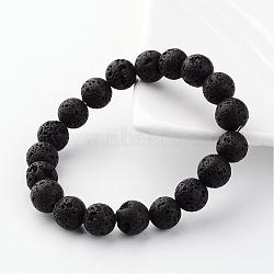 Natural Lava Rock Beads Stretch Bracelets, 55mm(BJEW-JB02411)