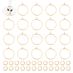 80Pcs 316 Surgical Stainless Steel Hoop Earring Findings, Wine Glass Charms Rings, with 120Pcs 304 Stainless Steel Jump Rings, Golden, 21 Gauge, 24x20x0.7mm(STAS-UN0043-02)