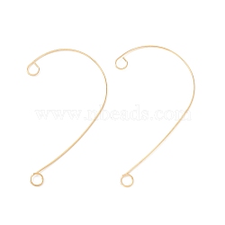316 Stainless Steel Ear Cuff Findings, Non Piercing Earring Findings with 2 Loop, Golden, 59x37x0.5mm, Hole: 4mm(STAS-H148-02G)