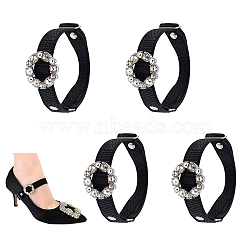 Adjustable Polyester High Heel Shoe Strap, with Glass Rhinestone Charm and Iron Clasp, Anti-loose Shoelace Accessories, Black, 320x15mm(AJEW-WH0277-71)