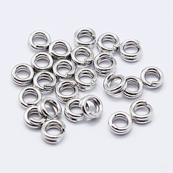 925 Sterling Silver Double Loop Jump Rings, Round Rings, Platinum, 8x1.5mm, Inner Diameter: 7mm(STER-F036-01P-0.6x8mm)