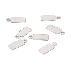 304 Stainless Steel Charms, Rectangle, Stainless Steel Color, 13x5x0.5mm, Hole: 1.2mm(STAS-P307-15C-P)