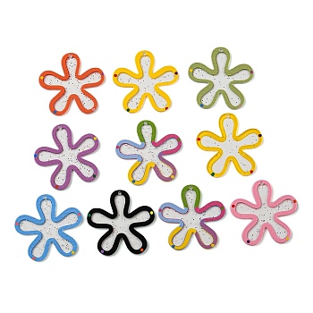 Acrylic Pendants, Flower, Mixed Color, 38.5x40x2mm, Hole: 1.8mm