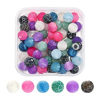 60Pcs 6 Colors Natural Weathered Agate Beads Strands, Dyed, Frosted, Round, Mixed Color, 8mm, Hole: 1mm, 10pcs/color