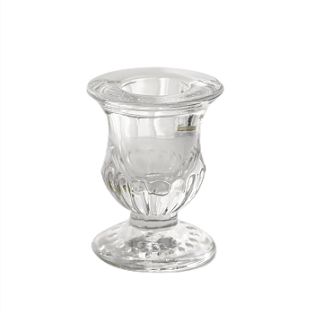 Glass Candlestick Holder, Pillar Candle Centerpiece, Perfect Home Party Decoration, Clear, 4.8x6.4cm