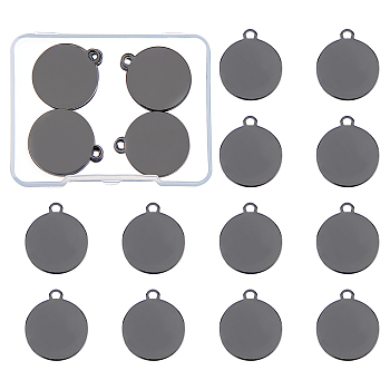 BENECREAT Brass Pendants, Stamping Blank Tag, Flat Round, Gunmetal, 26x22x0.8mm, Hole: 3mm, 30pcs/box