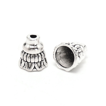 Tibetan Style Alloy Bead Cones, Pagoda, Antique Silver, 8.5x7mm, Hole: 1.6mm