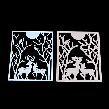 Rectangle with Christmas Reindeer/Stag Frame Carbon Steel Cutting Dies Stencils, for DIY Scrapbooking/Photo Album, Decorative Embossing DIY Paper Card, Matte Platinum, 12.7x9.5cm