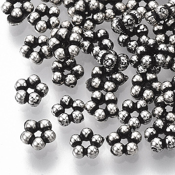 CCB Plastic Beads, Flower, Antique Silver, 5x5x2mm, Hole: 1mm, about 12012pcs/420g