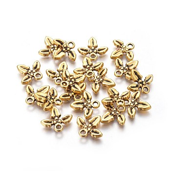 Tibetan Style Alloy Pendants, Lead Free, Nickel Free and Cadmium Free, Antique Golden, Mistletoe/Holly Leaf For Christmas, 14x12.5x2.5mm, Hole: 2mm