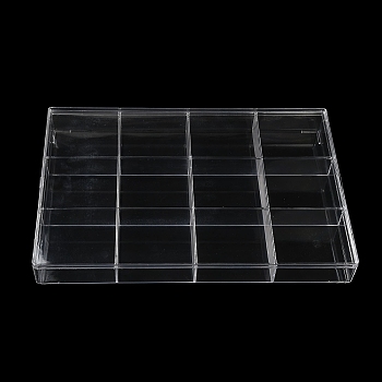 12 Grids Plastic Bead Containers with Cover, for Jewelry, Beads, Small Items Storage, Rectangle, Clear, 24x35x4.2cm