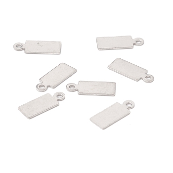 304 Stainless Steel Charms, Rectangle, Stainless Steel Color, 13x5x0.5mm, Hole: 1.2mm
