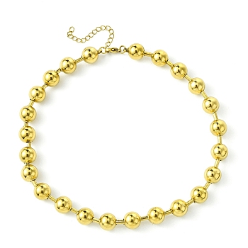 Ion Plating(IP) 304 Stainless Steel Bead Necklaces for Men Women, Golden, 14.33 inch(36.4cm)