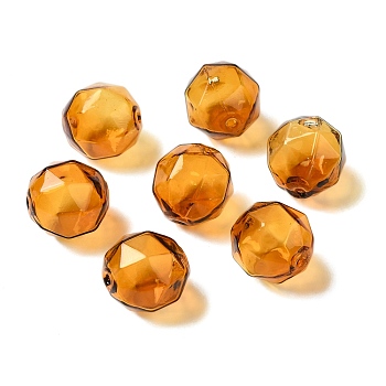 Transparent Glass Beads, Faceted, Round, Chocolate, 16x15.5x17mm, Hole: 1.6mm