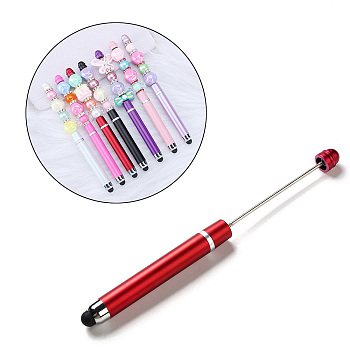 ABS Plastic Touch Screen Stylus, Iron Beadable Pen, for DIY Personalized Pen with Jewelry Bead, FireBrick, 148x10mm