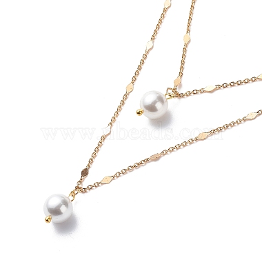Brass Link Chain Double Layer Necklaces(NJEW-JN03993)-2