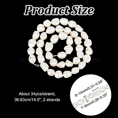 Nbeads 2 Strands Natural Cultured Freshwater Keshi Pearl Beads Strands(PEAR-NB0002-22)-2