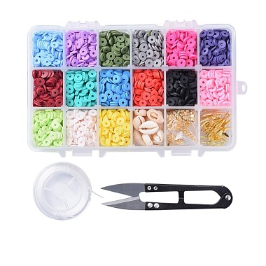 15 couleurs perles d'argile polymère faites à la main(DIY-JP0005-47-6mm)-2