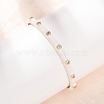 Brass Micro Pave Clear Cubic Zirconia Cuff Bangles for Women, with Enamel, Cadmium Free & Lead Free, Long-Lasting Plated, Rack Plating, Real 18K Gold Plated, White, Inner Diameter: 2.13x1.93 inch(5.4x4.9cm)(BJEW-A163-02G-02)