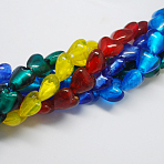 Handmade Silver Foil Glass Beads, Heart, Mixed Color, 28x24~28x15~17mm, Hole: 2mm(FOIL-R050-28x15mm-M)