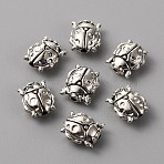 Tibetan Style Alloy Beads, Ladybug, Antique Silver, 10x8.5x5mm, Hole: 1.5mm(FIND-TAC0009-51AS)