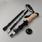 Aluminium Alloy & Tungsten Manganese Steel Walking Hiking Cane, with Polyester Bag, Black, 1110~1250mm(AJEW-WH0314-179)