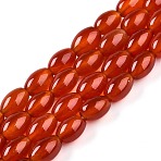 Dyed Natural Agate Beads Strands, Rice Beads, Orange Red, 8.5~9x6mm, Hole: 1mm, about 41pcs/strand, 14.76''(37.5cm)(G-T141-15A-02)