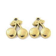 304 Stainless Steel Pendants, Cherry Charm, Real 14K Gold Plated, 17.5x17.5x3.5mm, Hole: 1.8mm(STAS-P356-09G)