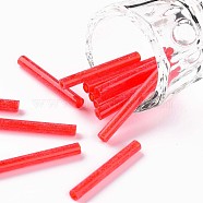 Glass Bugle Beads, Round Hole, Opaque Colours, Crimson, 28x3mm, Hole: 1.2mm, about 850pcs/pound(SEED-S043-03D-04)