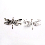 Tibetan Style Alloy Pendants, Cadmium Free & Lead Free, Dragonfly, Antique Silver, 25x35x3mm, Hole: 2mm(TIBEP-A12-3725-AS-LF)