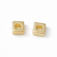 Brass Beads, Square, Real 18K Gold Plated, 3x3x1.5mm, Hole: 1.4mm(KK-K271-01G)