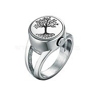 Tree of Life Urn Ashes Ring, Alloy Finger Rings, Platinum, US Size 8(18.1mm)(PW-WGCA7CF-02)