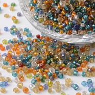 8/0 Silver Lined Round Glass Seed Beads, Mixed Color, 2.5~3.5x2~2.5mm, Hole: 0.8~1mm, about 1300pcs/bag(SEED-P002-11)