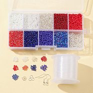 DIY Independence Day Earring Making Kit, Including Glass Seed Beads, Brass Crimp Beads & Jump Rings, Iron Earring Hooks, Mixed Color(DIY-FS0004-56)