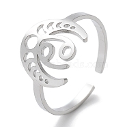 304 Stainless Steel Constellation Rings for Women, Cancer, 18mm, Inner Diameter: 18mm(RJEW-U024-01P-06)