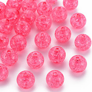 Transparent Crackle Acrylic Beads, Round, Fuchsia, 14x13mm, Hole: 2.5mmhole: 2.5mm, about 340pcs/500g.(MACR-S373-66B-N09)