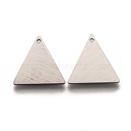 304 Stainless Steel Pendants, Stamping Blank Tag, Laser Cut, Double Side Drawbench Effect, Triangle, Stainless Steel Color, 15x15x1mm, Hole: 1.2mm(STAS-O133-04C-P)