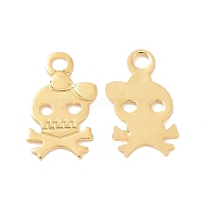 Ion Plating(IP) 304 Stainless Steel Pendants, Skull Charms, Golden, 15.5x9x0.7mm, Hole: 2mm(STAS-F293-25G)