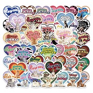 49Pcs Cat and Dog PVC Self Adhesive Stickers Set, Waterproof Heart Shaped Decals for Water Bottles, Laptop, Luggage, Cup, Computer, Mobile Phone, Skateboard, Guitar, Mixed Color, 49~53x52~55x0.1mm(STIC-C003-01)