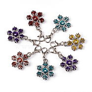 Zinc Alloy Enamel Pendants, Cadmium Free & Lead Free, Christmas Snowflake, with Brass Lobster Claw Clasps, Platinum Color, Mixed Color, 37mm, Hole: 3mm(ENAM-H169-M)