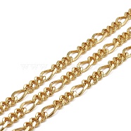 Brass Figaro Chains, with Spool, Long-Lasting Plated, Soldered, Real 18K Gold Plated, 7x6x2mm, 11.5x6x2mm, about 16.4 Feet(5m)/roll(CHC-F013-01G)
